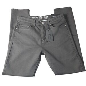 Vintage Genes Black Slim Fit Dark Gray French Terry Denim‎ Jeans Men's 30x32 NWT